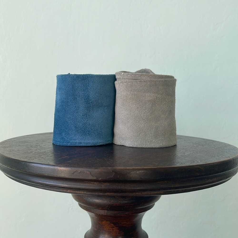 Set of 2 Obi Belts in Blue & Grey Suede